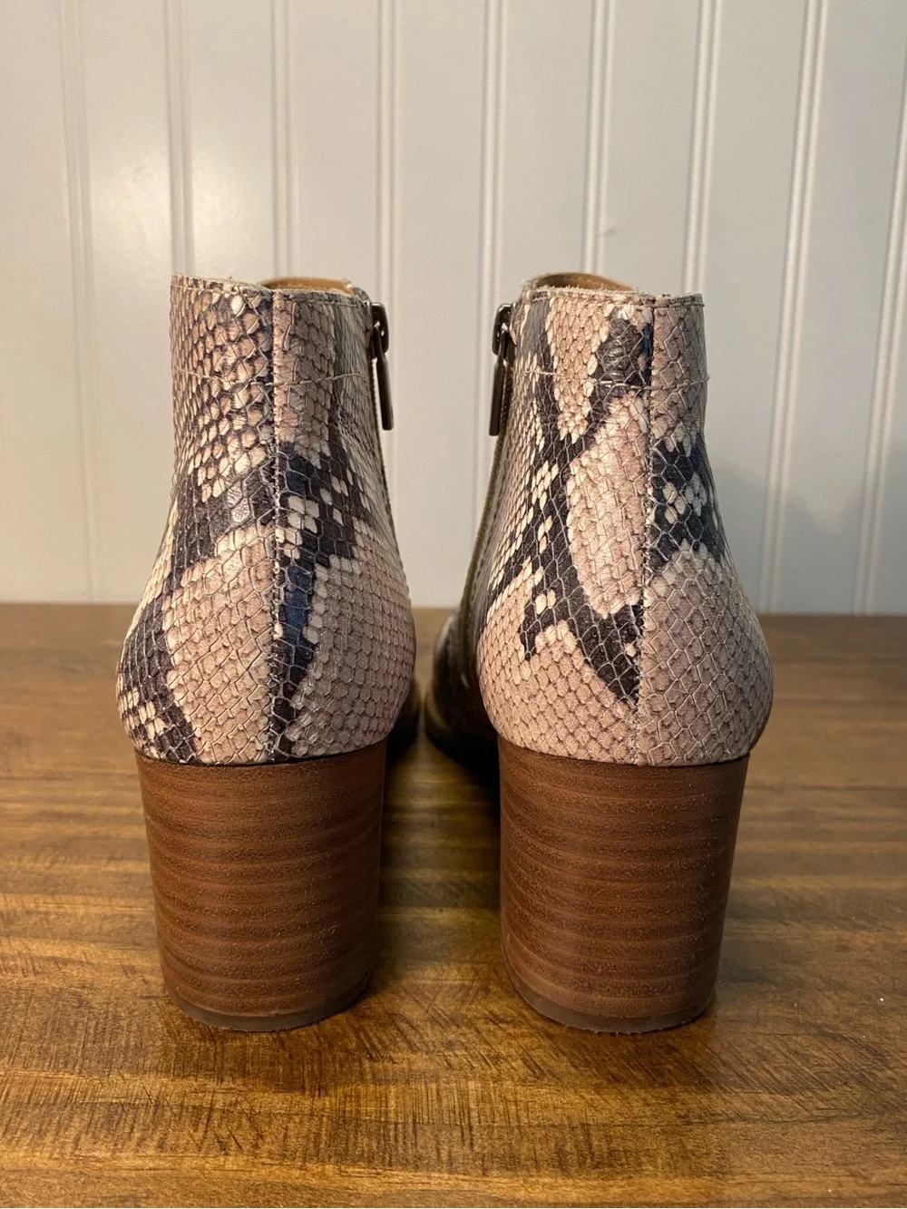 Lucky Brand - Women’s size 8.5 - Leather Upper - Faux Snake-Print Ankle Boots